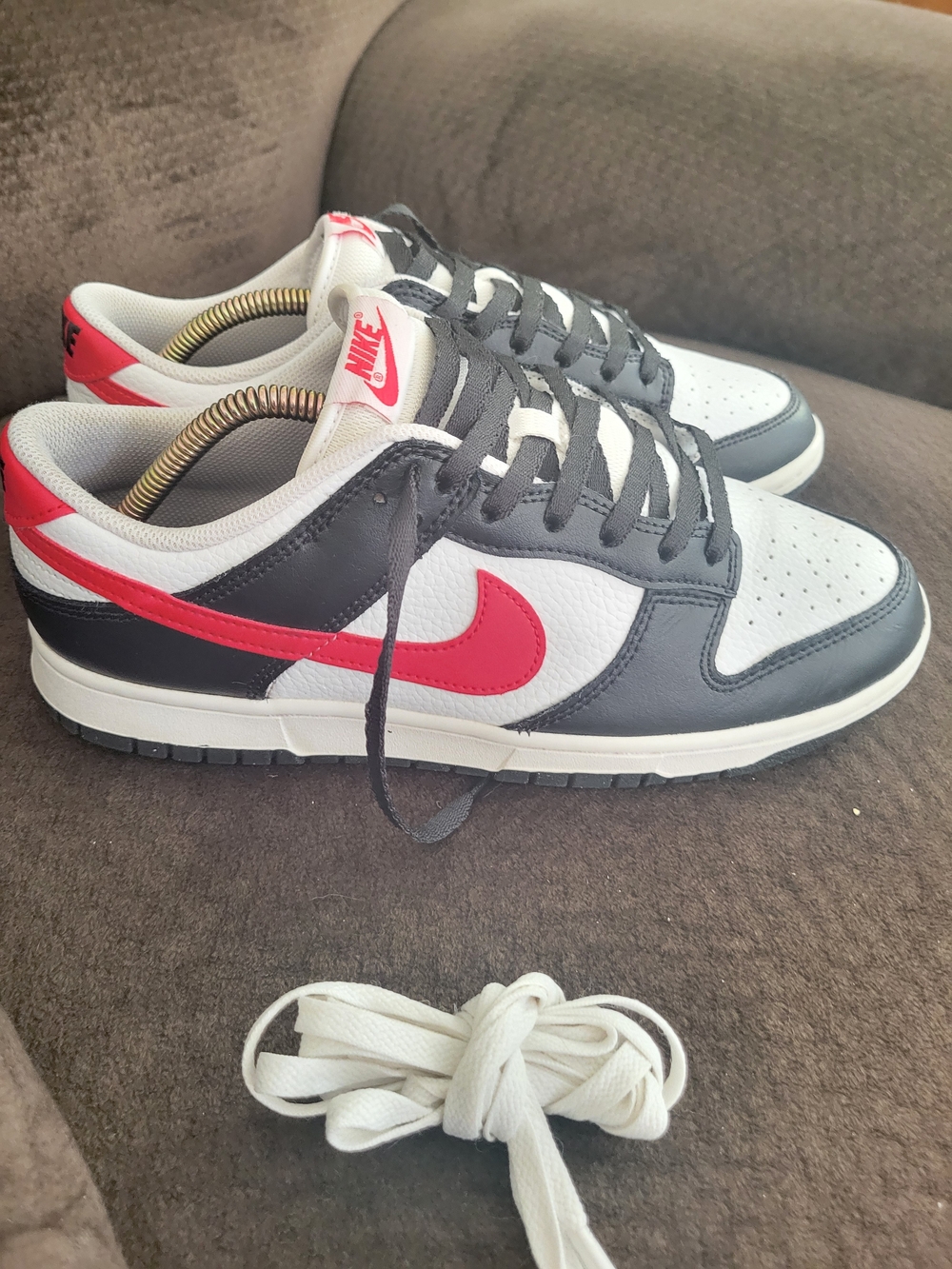 Nike Dunk Low Red Swoosh Panda Black White US 10.5